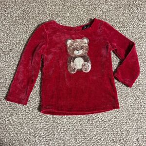Pink & Violet Ribbed Velour Sweater Sequin Teddy Bear Red Girls 2T